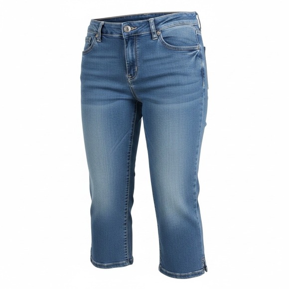Style&co. Denim - Style & Co Capris Womens Sz 16 Blue Denim w/ Rhinestones & Embroidery On Pockets